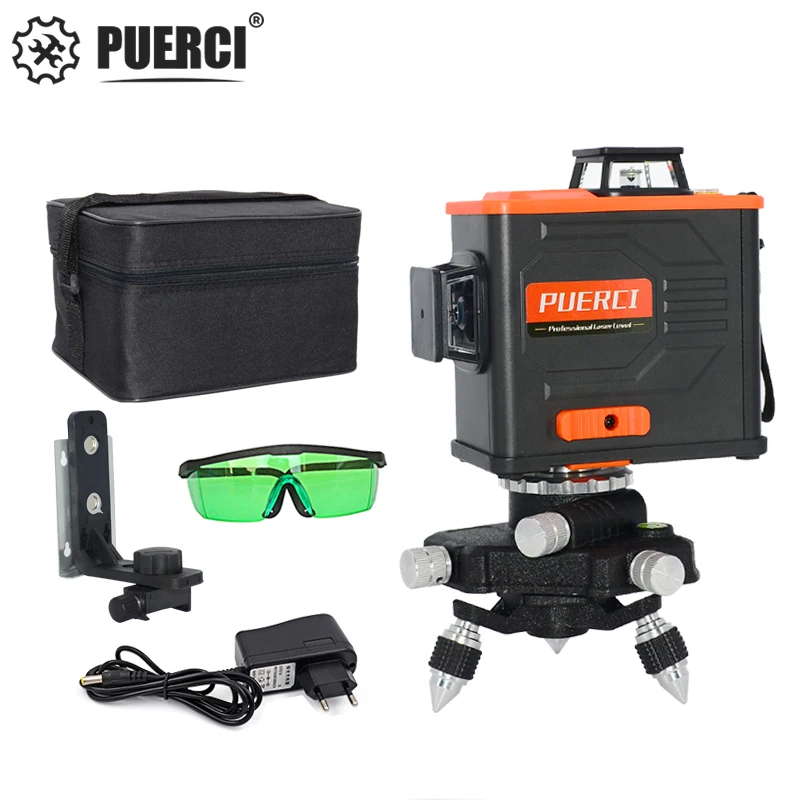 

PUERCI Green Laser Level 12 Lines 3D Level Self-Leveling 360 Horizontal And Vertical Cross Super Powerful Green Laser Level