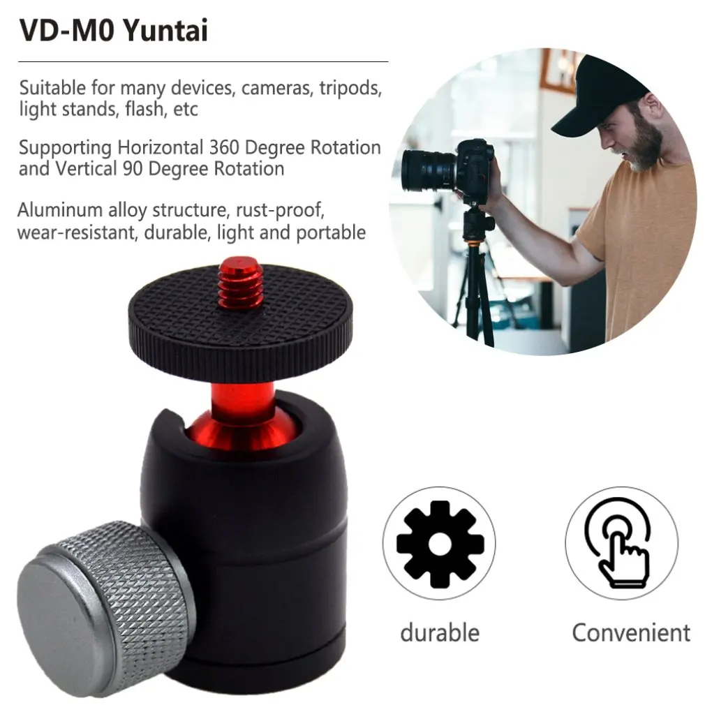 VD-M0A luminum мини штатив шаровая Головка с резьбой 1/", головка штатива для смартфона iPhone X/легкие камеры