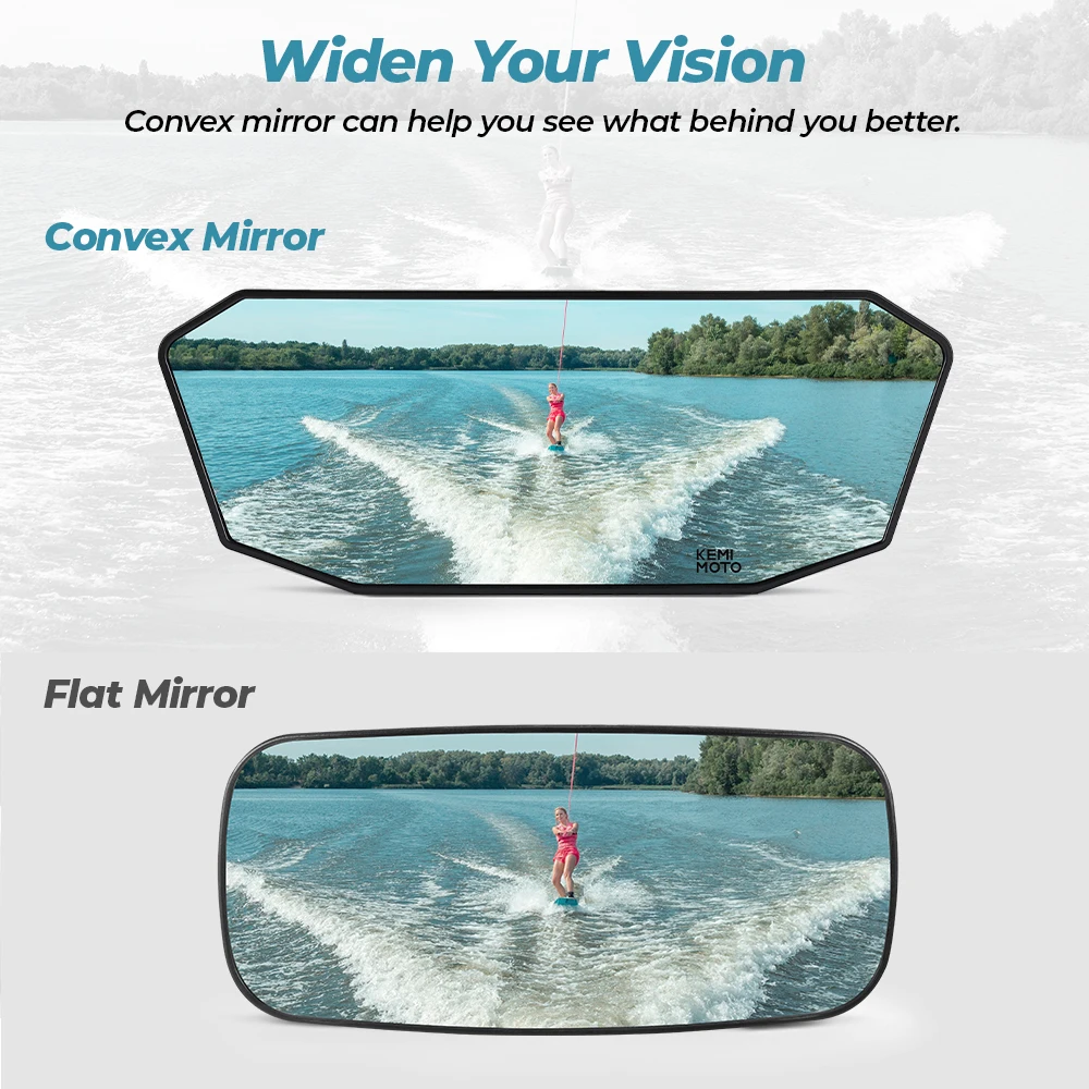 kemimoto Marine Boat Mirror Universal Boat Mirrors Rear View for Ski Boats Pontoon Water Sport Watercraft Surfing Mirrors