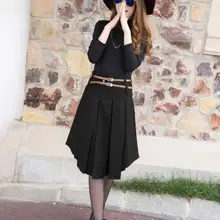 Saia de Inverno шерстяная винтажная Асимметричная плиссированная юбка для женщин размера плюс, одежда до середины икры, короткая юбка, зимняя faldas mujer CD6
