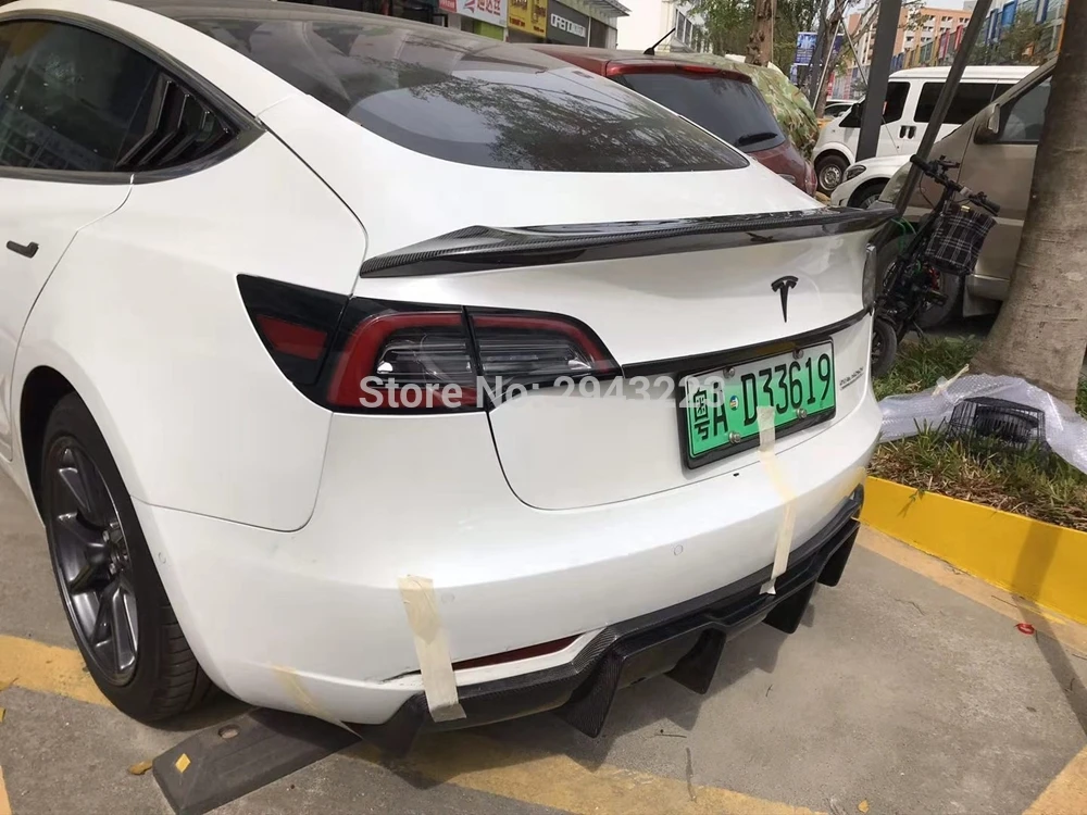 Для Новая Tesla модель 3 автомобильные аксессуары Высокое качество Настоящее углеродного волокна задний багажник спойлер заднего крыла украшения