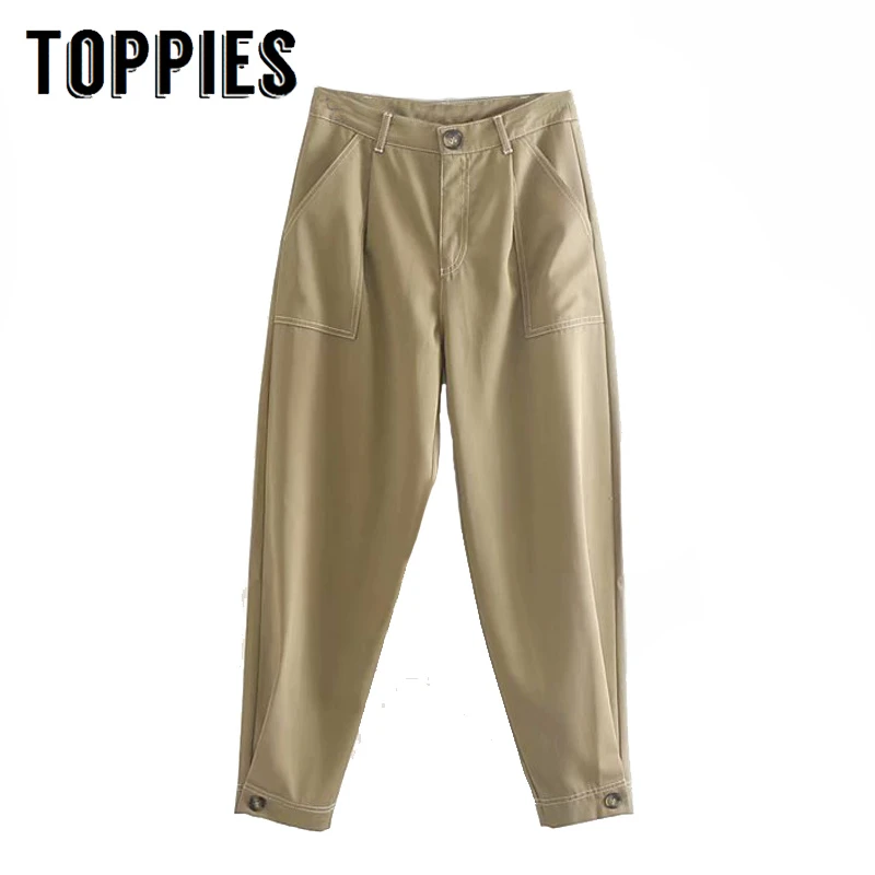 

Khaki Harem Pants High Waist Sweatpants Women Streetwear Fall 2019 Loose Trousers Plus Size