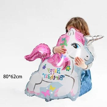 

10pcs Foil Balloons Stand Pink Air Ballon Unicorn Birthday Party Decorations Kids Commemorative Baby Show Air Big Balloons