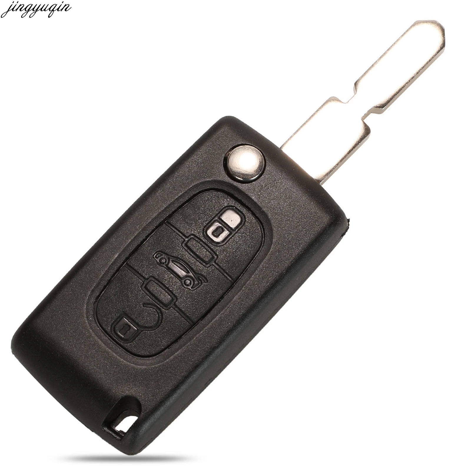 Jingyuqin Remote Car Flip Key Case Shell For Peugeot 406 607 CE0536 With Battery Holder Clip NE78 Blade 3 Button Fob Replacement