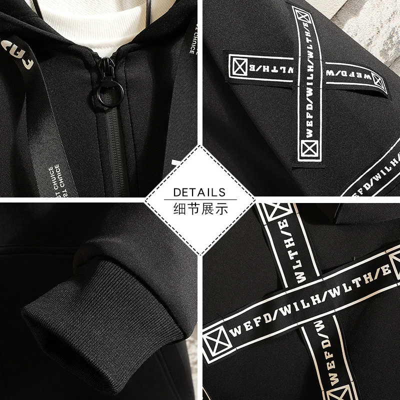 Men Trench Coat fashion Printed Streetwear Hooded Windbreaker Slim Fit Overcoat Outwear