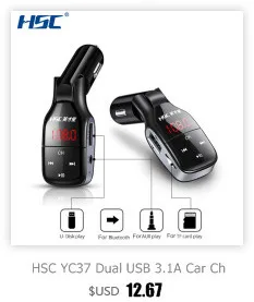HSC YC37 Dual USB 3.1A автомобильное зарядное устройство Bluetooth MP3-плеер Быстрая зарядка поддержка для tf-карты u-диск смарт-зарядка сильная совместимость