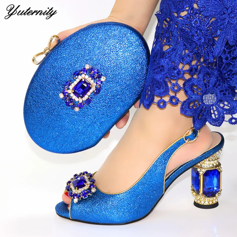 

2020 Latest Design Nigerian Pumps Shoes And Matching Set Elegant Woman Evening Shoes And Bags Set For New Year Party Size 39-43