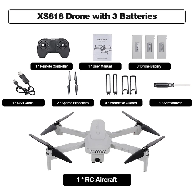 XS818 Mini Dual GPS WIFI FPV With 4K HD Electronic Anti-shake Camera Optical Flow Positioning RC Drone Quadcopter RTF VS XS812
