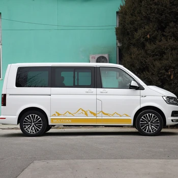 

For Volkswagen VW Multivan T5 T6 2PCS Mountain Car Graphics Vinyl Stickers Door Side Skirt Decals Auto Body Decor Accessories