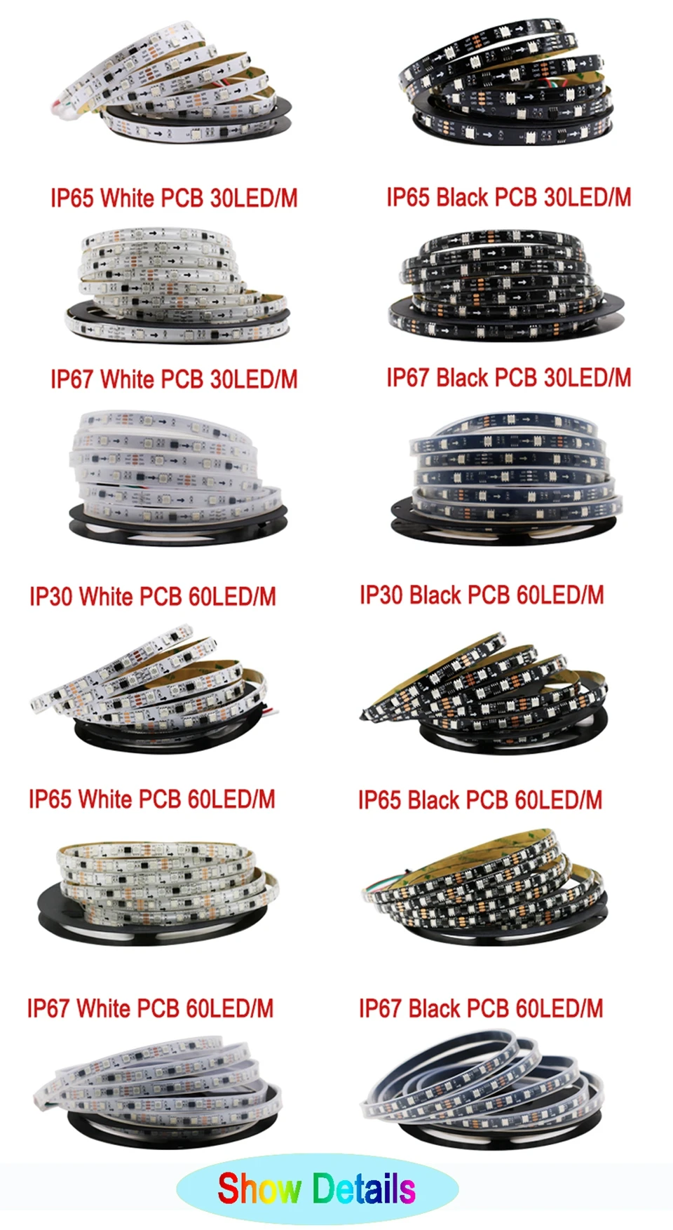 DC12V 5 м 30/48/60 светодиодов/m 5050 SMD RGB WS2811 смарт-пикселей светодиодные полосы адресуемых WS2811IC черный/белый печатных плат