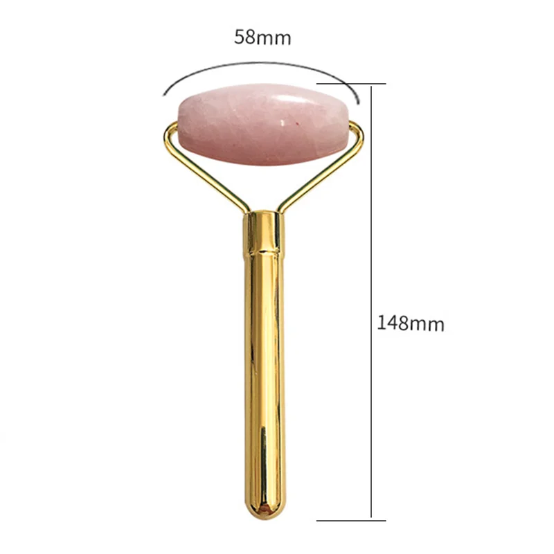 Розовый КВАРЦЕВЫЙ роллер для лица тонкий массажер натуральный нефрит для лица с двойной головкой красота массаж тонкий шеи Расслабление тела инструменты для подъема