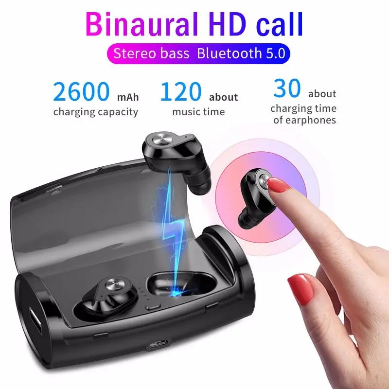 

M16 Mini Wireless Bluetooth 5.0 Earphones Sports Earbuds HiF Memory card