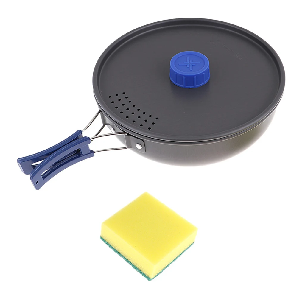 2-3 Person Camping Fry Pan Outdoor Portable Picnic Cooking Cookware with Lid and Carry Bag for Camping Backpacking Hiking