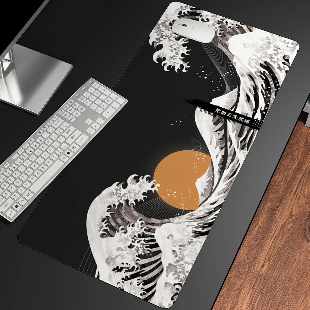 Grande Onda Fora da Arte Tamanho Grande Mouse Almofada de Borracha Natural Computador Gaming Mousepad Mesa Esteira Bloqueio Borda para cs go Lol - Imagem 5