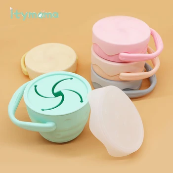

Baby Kids Silicone Snack Cup Catcher Double Handle Snack Cup Jar Bowl Spill-Proof Biscuits Container Box Snacks Storage Box