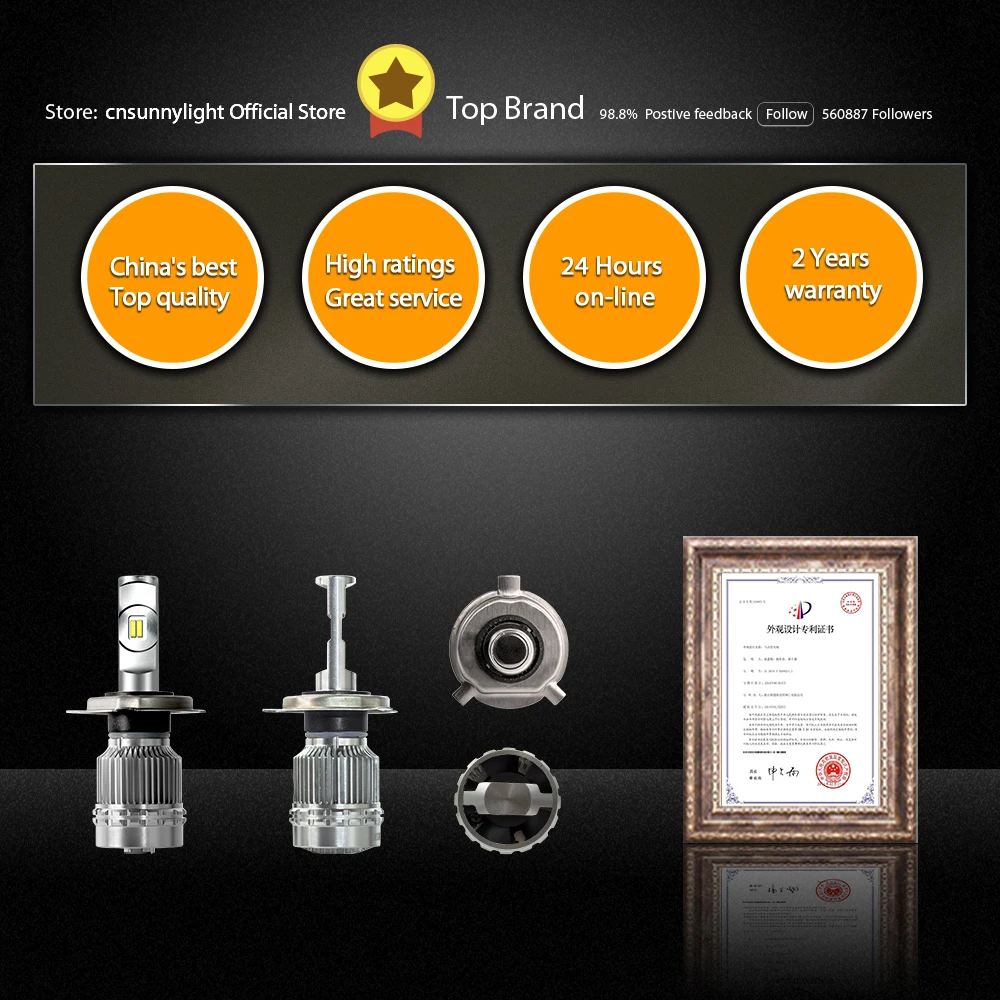 Светодиодный фонарь CNSUNNYLIGHT для грузовиков 24 В H4 Hi/Lo H7 H11 H1 H3 супер яркий 9000LM белый