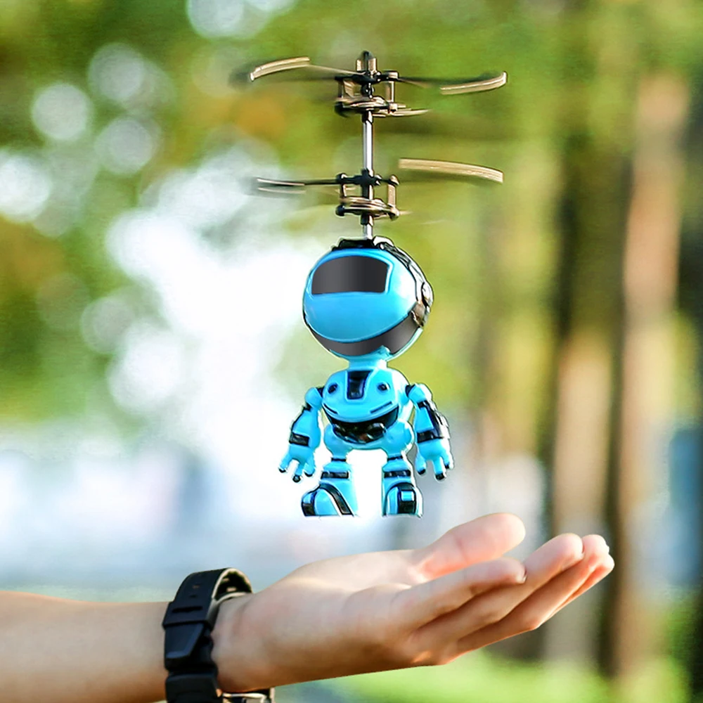RC Hand Inductive Fly Robot Aircraft Recharging Infrared Induction Antistress Toy Kids Flash Light Up FlyToys