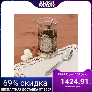 

Cup holder, nickel-plated with niello "Olympic Bear", 2 emblems, (glass d = 6.1 cm)