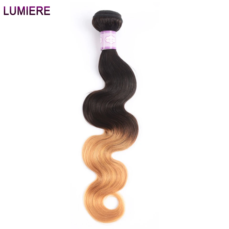 

Lumiere Hair Ombre Brazilian Hair Weave Bundles Body Wave 3 Tone T1B/4/27 Non Remy Ombre Human Hair Bundles Can buy 1 Bundles