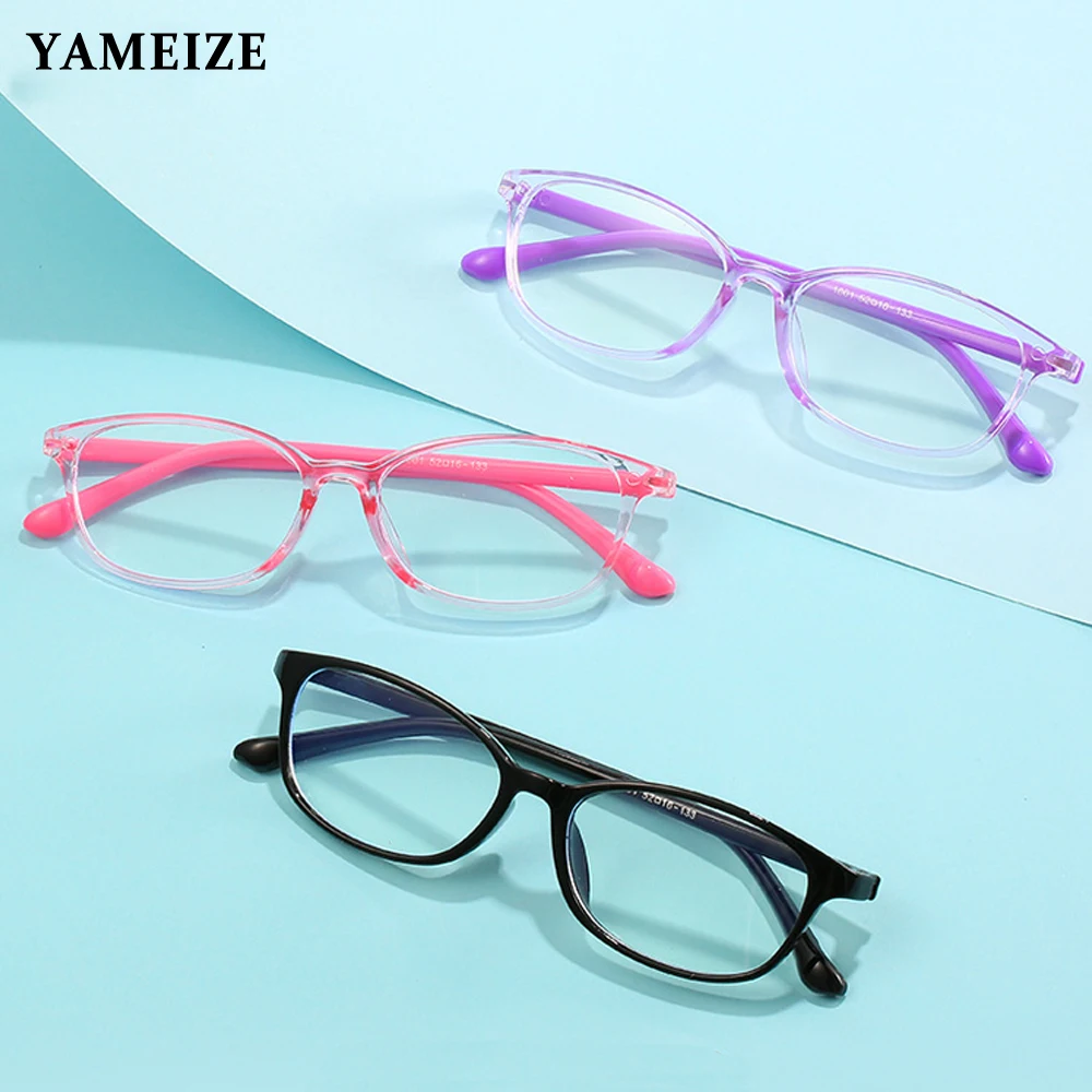 

YAMEIZE Square Frame Anti Blue Light Glasses Kids Radiation Protection Optical Eyeglasses Boys Girls Computer Transparent Gafas