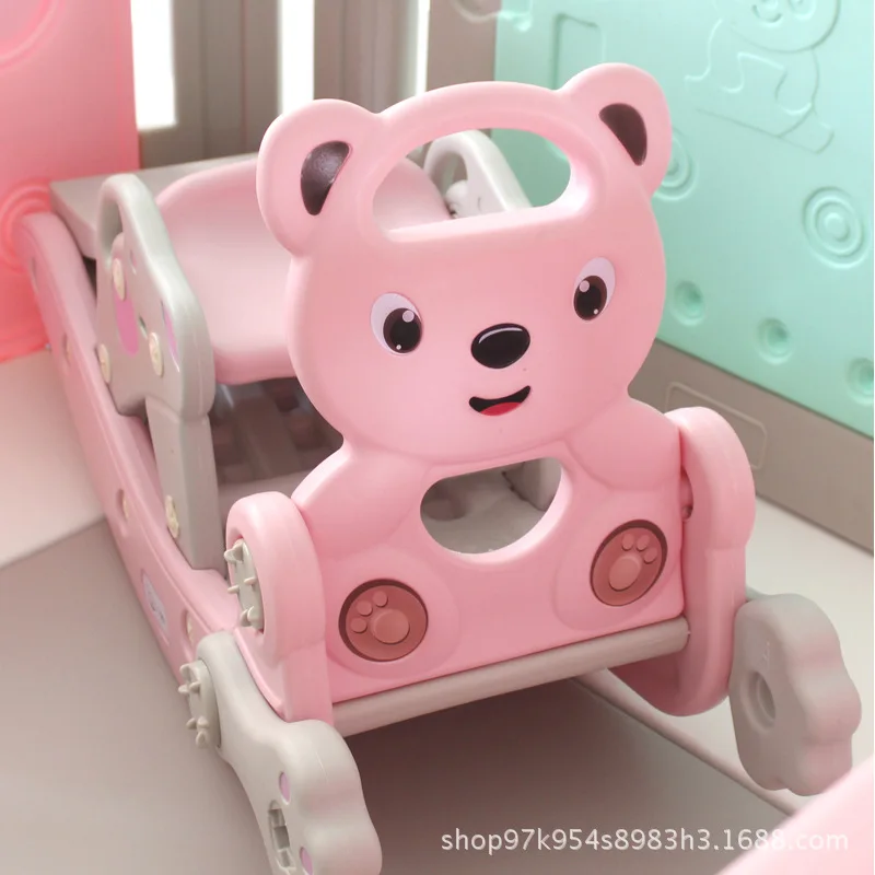 Многофункциональный 2 в 1 качалка стульчик-лошадка дети слайд детские игрушки вращение на 180 градусов ребенок день рождения Gifts1-6years - Цвет: pink