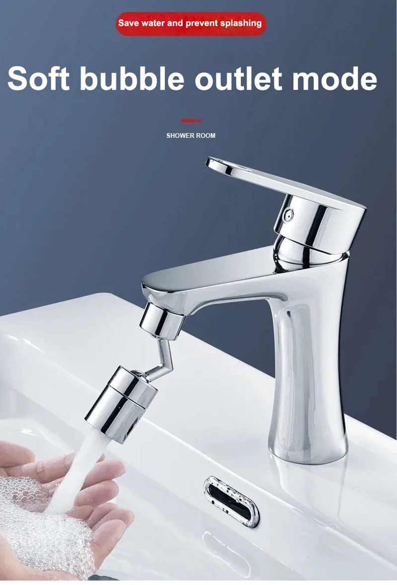 Description Picture 2 of itemSplash Filter Faucet 720° Rotate Water Outlet Faucet Extender Bubbler Sprayer Kitchen Bathroom Sink Accessories Water Tap Filter