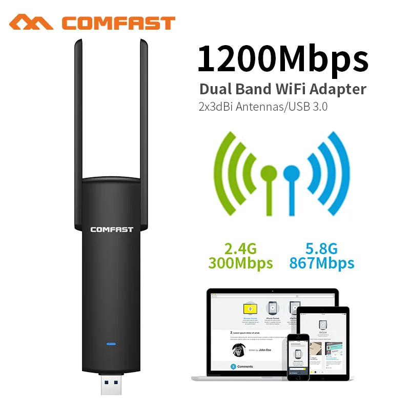 Usb Wi Fi адаптер 1200 Мбит/с 2 4 ГГц + 5 ГГц|Сетевые карты| |