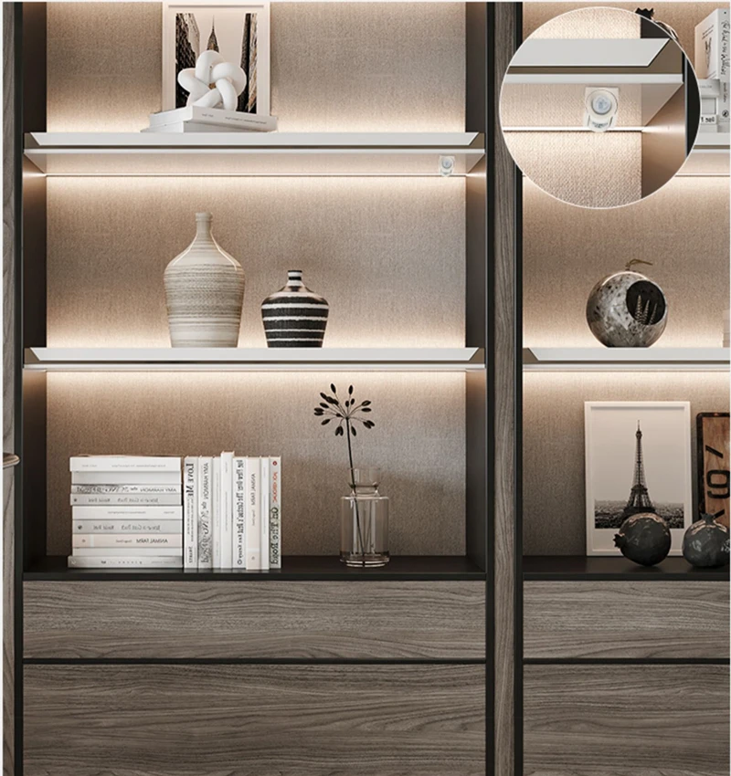 30/40/50cm LED Strip Cabinet Splint Lamps Hidden Doule Side Glow Aluminum Profiles 18mm Wood Board Layer Linear Bar Strip Lights