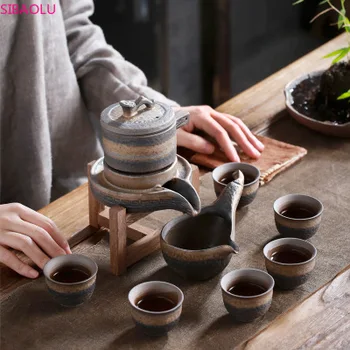 

SIBAOLU Gilt Stone Mill Automatic Tea Set Lazy Tea Infuser Semi-automatic Anti-scalding Ceramic Kung Fu Tea Set Gift Set
