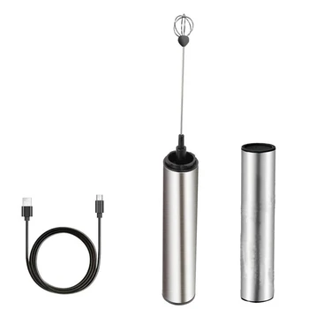 

USB Electric Milk Frother Foam Maker Egg Whisk Mixer Handheld Stainless Steel Rechargeable Tool High Quality