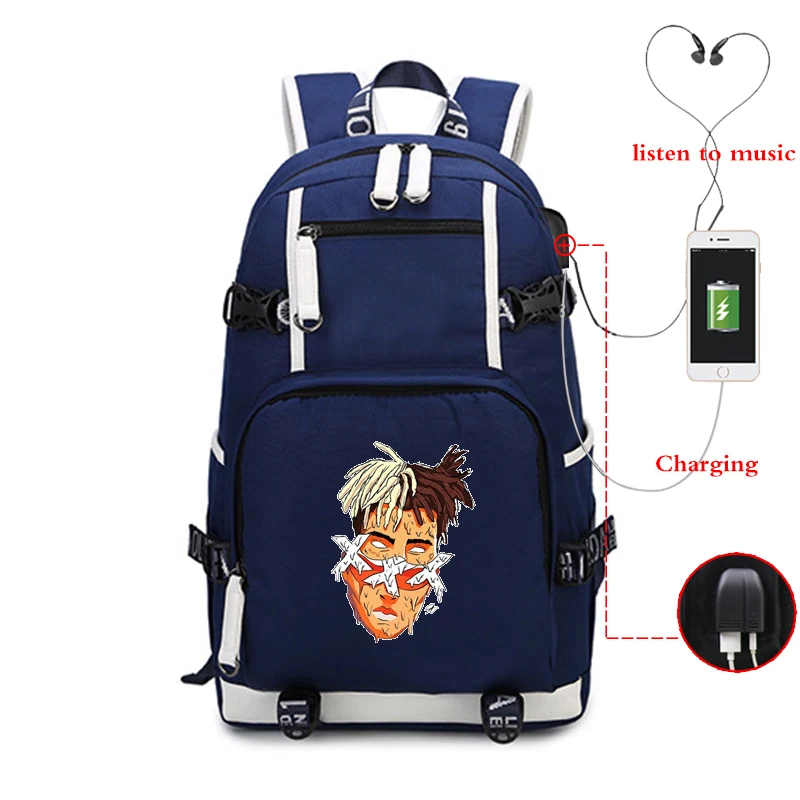 Наруто XXXTentacion Женский Мужской рюкзак Подростковая школьная сумка для мальчиков и девочек брезентовый Рюкзак Usb зарядка дорожная сумка для ноутбука