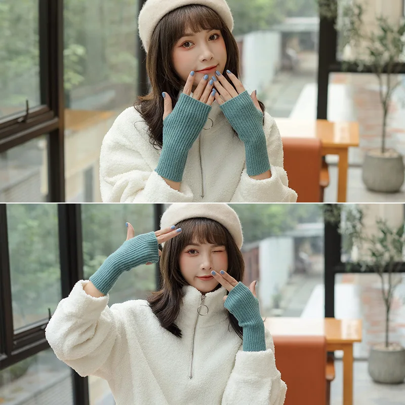 Women Gloves Stylish Hand Warmer Winter Gloves Women Arm Crochet Knitting Mitten Warm Fingerless Gloves for Women