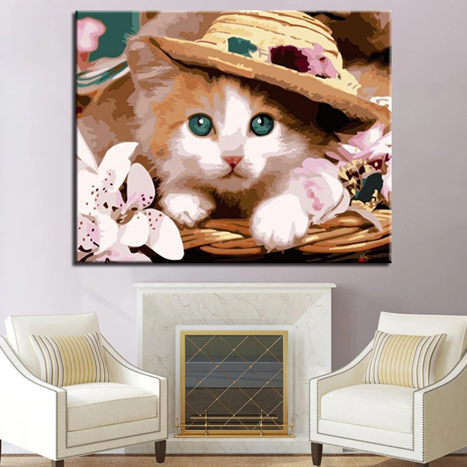 

Cat Princess DIY Painting By Numbers Animals Kit Coloring By Numbers Wall Art Picture For Home Decor Unique Gift