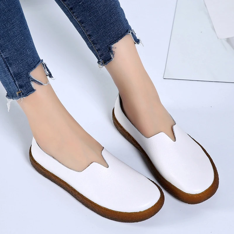 Spring PU Leather Women Flat Shoes 2020 Casual Shallow Sewing Solid Color Women Loafers Summer Beach Women Shoes Flats VT663 (4)