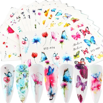 

Stereoscopic Butterfly Flower Nail Water Transfer Sticker Embossed Blossom Adhesive Slider Summer Manicure Decore SASTZ970-993-1