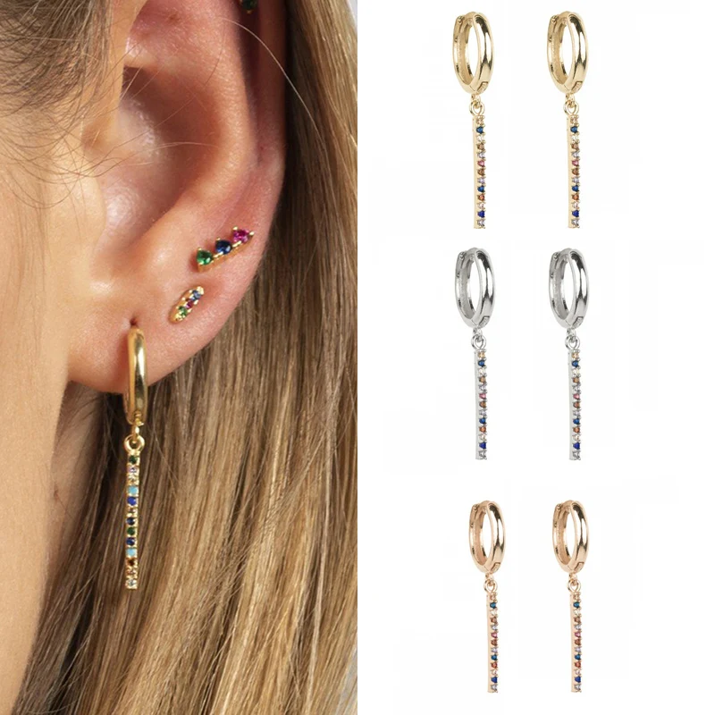 

CRMYA Gold plated Hoop Chain Earrings For Women CZ Zircon Circle Long Earings Bohemia Ear Rings Girls Jewelry Wholesale