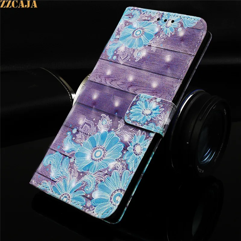 Кожаный чехол книжка с 3D рисунком для Huawei Y9 Y7 Y6 Y5 Prime Pro 2019 2018 2017 металлические