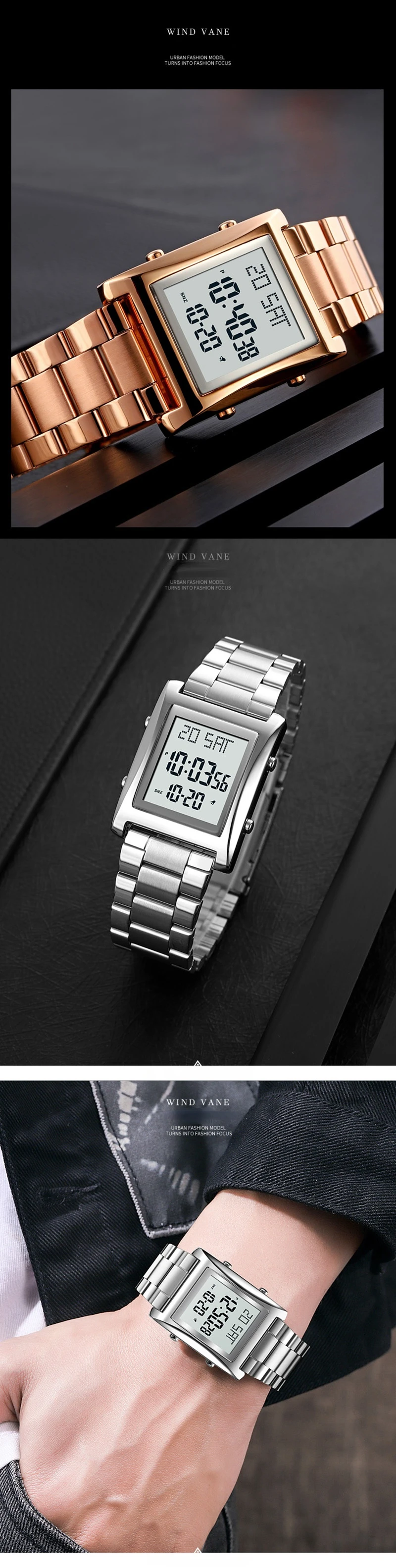 2021 New Fashion Mens Digital Watches Luminous Waterproof Male Clock Electronic Wristwatch Relogio Masculino Montre Homme Alarm digital wrist watch for men