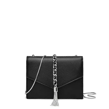 

New package tassel small square bag diagonal cross leather shoulder fashion wild net red female leather handbag