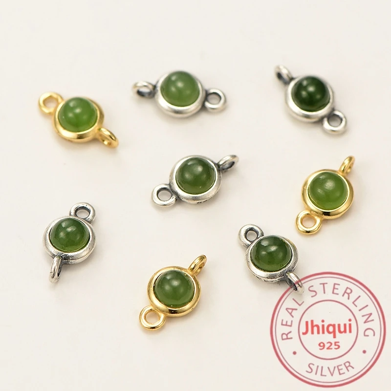 5PCS 925 Sterling Silver Natural Stone Charm Connectors Hook for DIY Bracelet Necklace Making Fine Jewelry Finding | Украшения и