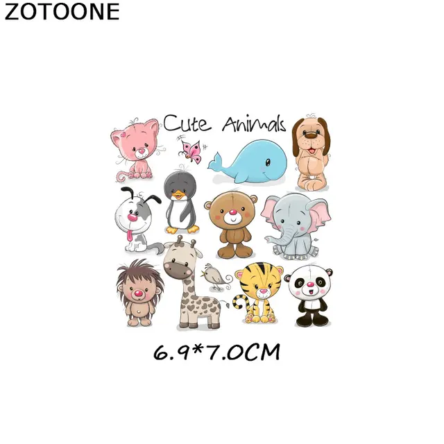 ZOTOONE Cute Cartoon Animal Patches Heat Transfer Iron on Patch for T-Shirt Children Gift DIY Clothes Stickers Heat Transfer G 1033