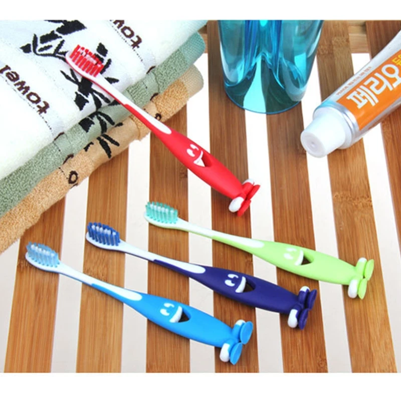 3 uds bebé suave-cerdas de cepillo de dientes sonriente diente limpiador bebé niños formación Dental niño los dientes de los cepillos conjunto