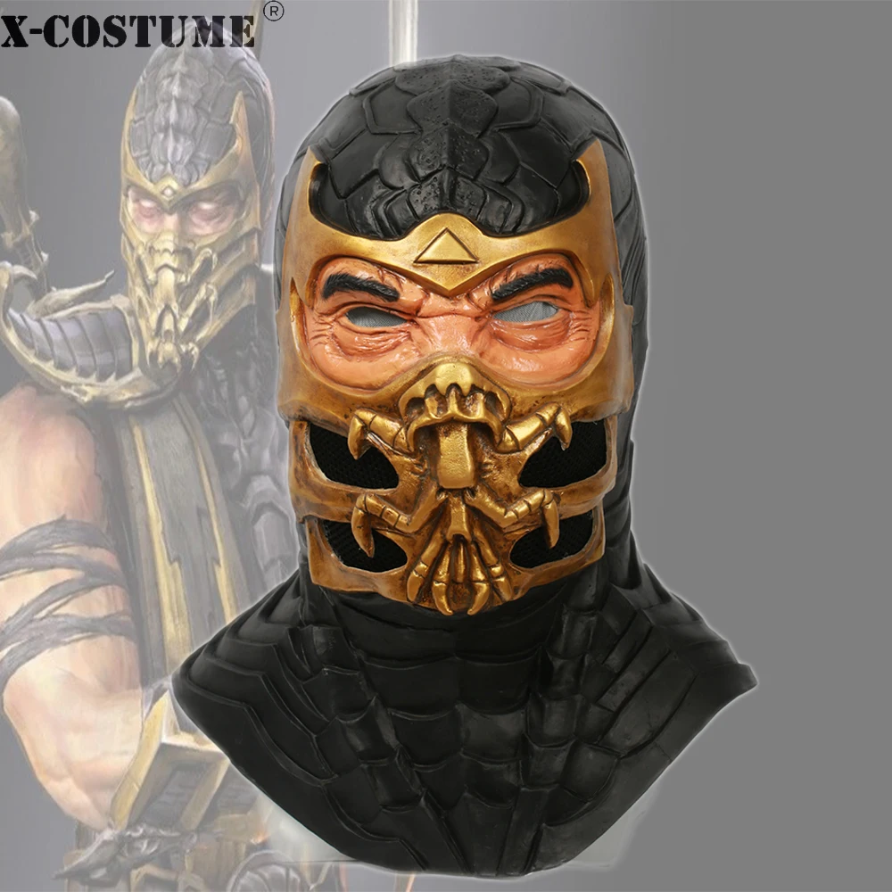 X COSTUME mmoral Kombat 9 маска скорпиона игра косплей аксессуары головной шлем Хэллоуин к