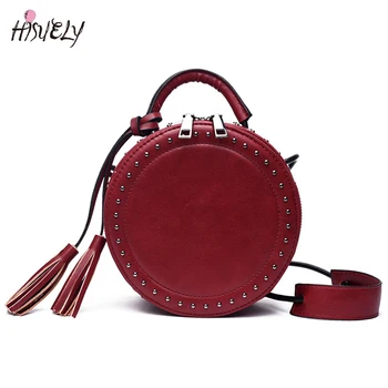 

Hot Sale Vintage Leather Crossbody Shoulder Bag for Women Round Fashion Tassel Messenger Bag Female Casual Tote Bags Sac A Mian