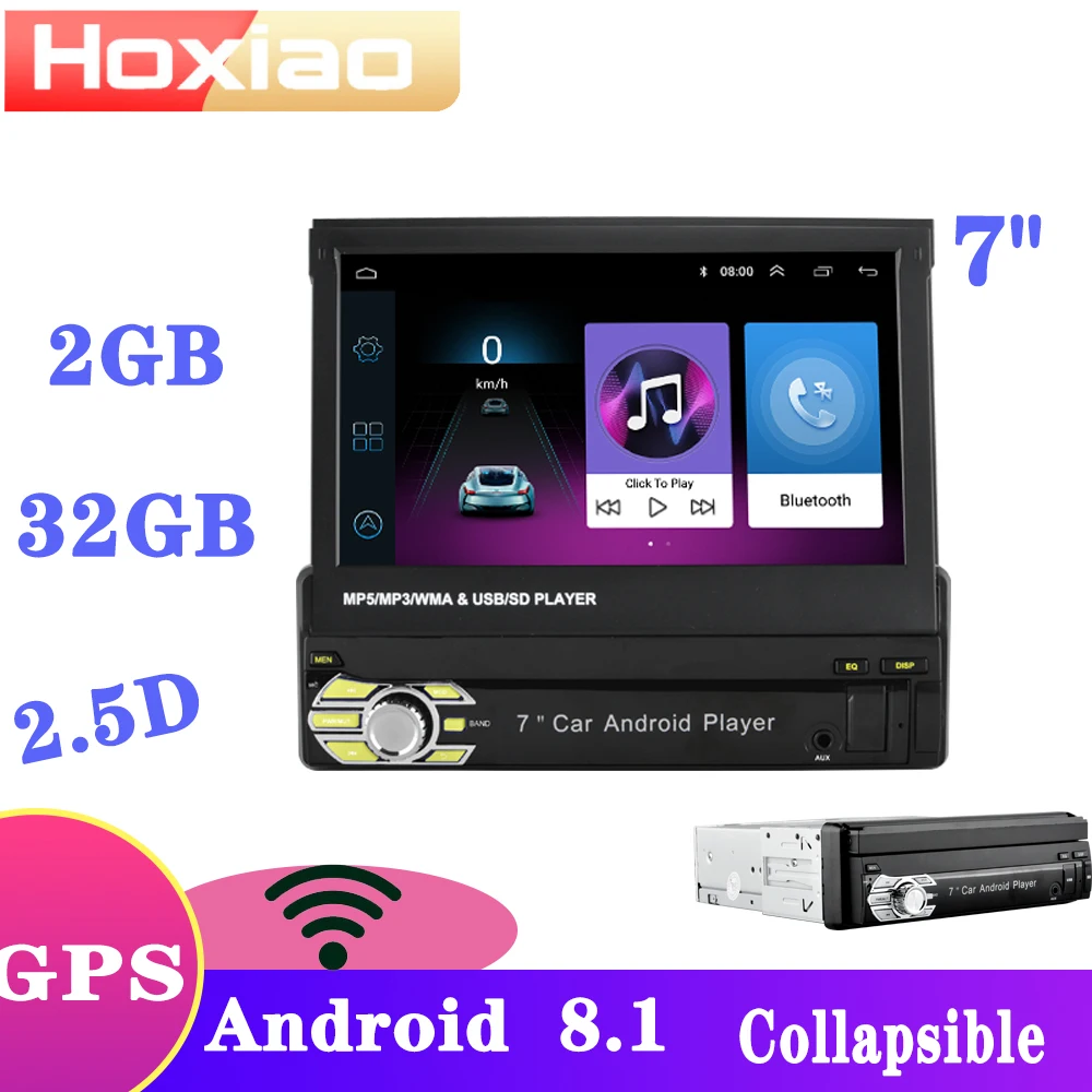 1din автомобильный Встроенный android 8.1GPS мультимедийная радио навигационная система wifi bluetooth USB/TF hdмногоязычный зеркальный разъем