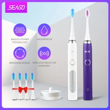 SEAGO sonic электрическая зубная щетка обновленная Водонепроницаемая ультра звуковая перезаряжаемая зубная щетка для взрослых отбеливающая здоровый подарок SG-986