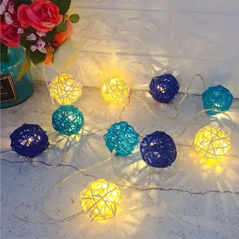 

10 LED Light 2M String Rattan Ball Lamp Battery Operated Copper Wire Christmas Decor Fairy Light for Home Wedding Party