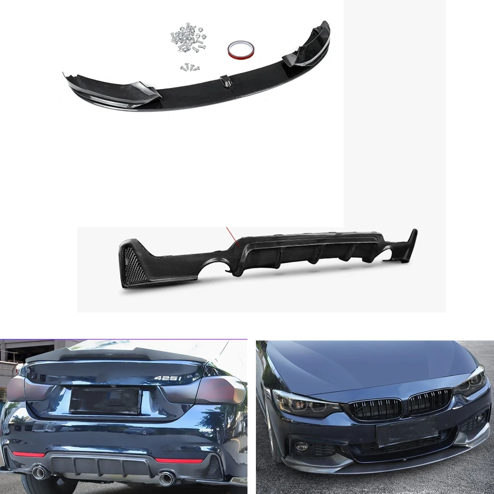 Body Kit For BMW F32 F33 F36 4 Series M Sport 2014-2020 ABS Carbon Fiber Look Rear Diffuser Splitter+Front Spoiler Bumper Lip | Автомобили