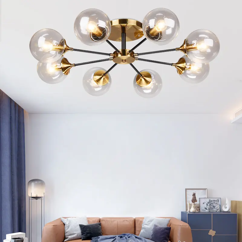 Круглый потолочный светильник из скандинавского стекла для гостиной, спальни, современный, креативный, для столовой, в форме фасоли, потолочный светильник