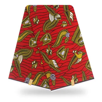 

Veritable Ankara Red Printed Wax Fabric for Wedding Dress 2020 African Real Wax Cotton 6 Yards High Quality Fabric